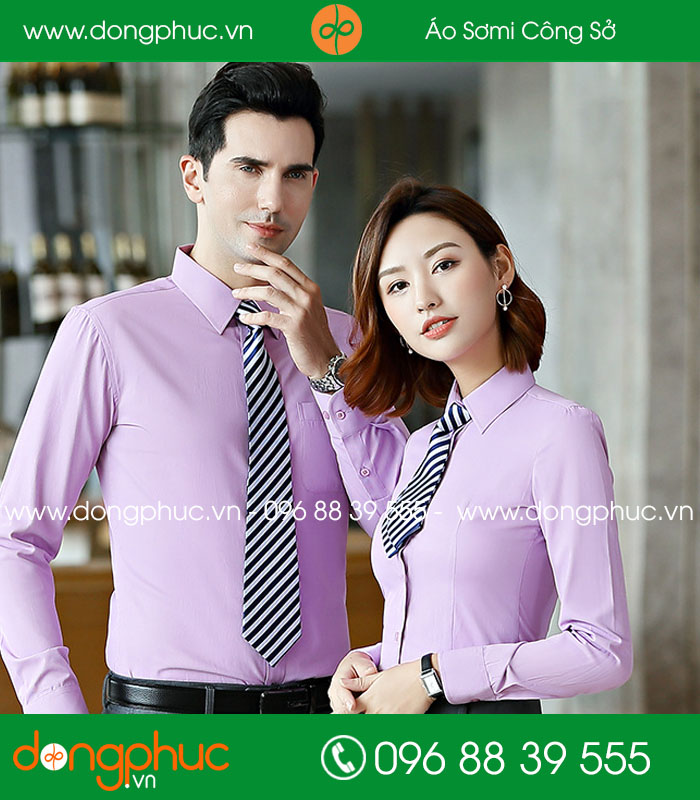 Đồng phục áo sơ mi màu hồng nhạt quần đen